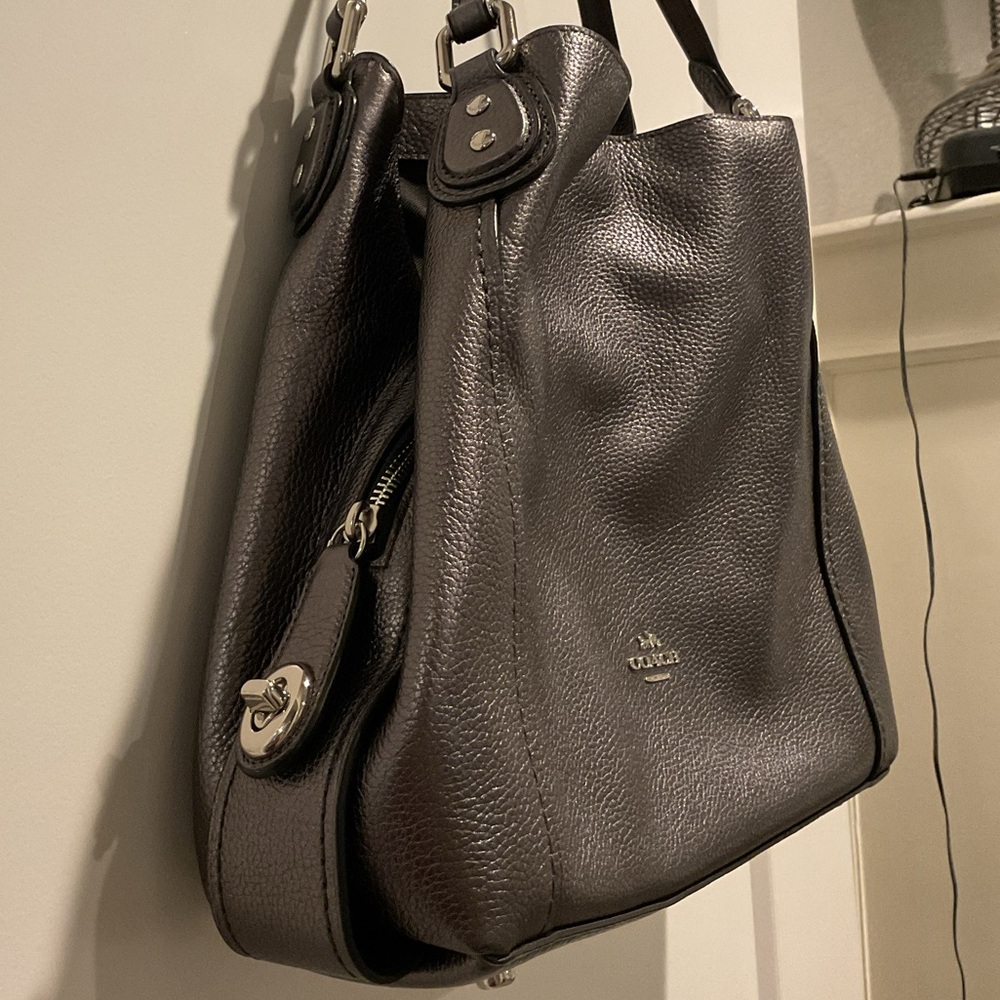 Coach Pewter Leather Women's Bag - Picture 5 of 16